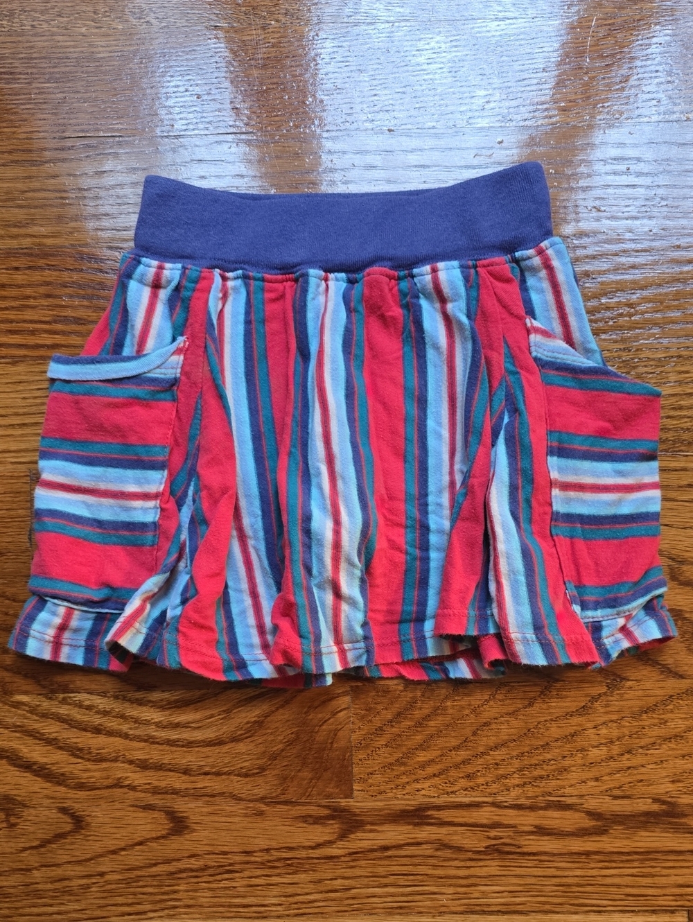 Tea Collection Red, Blue & White Striped Knit Pocket Skirt
